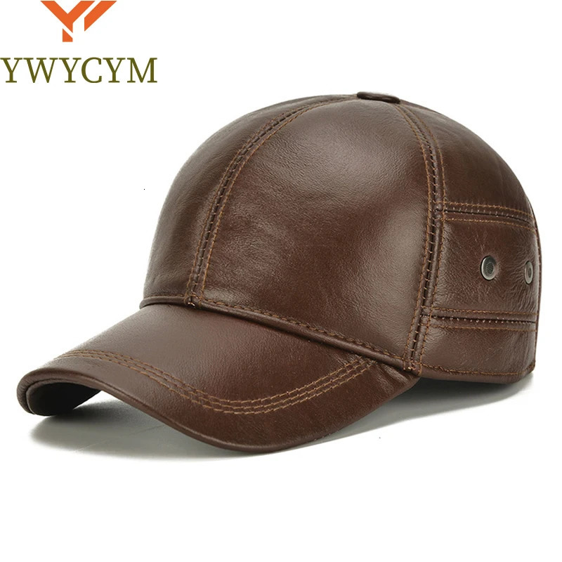 2025 mens denim hat for winter warmth outdoor protection ear real leather adjustable baseball cap 250228