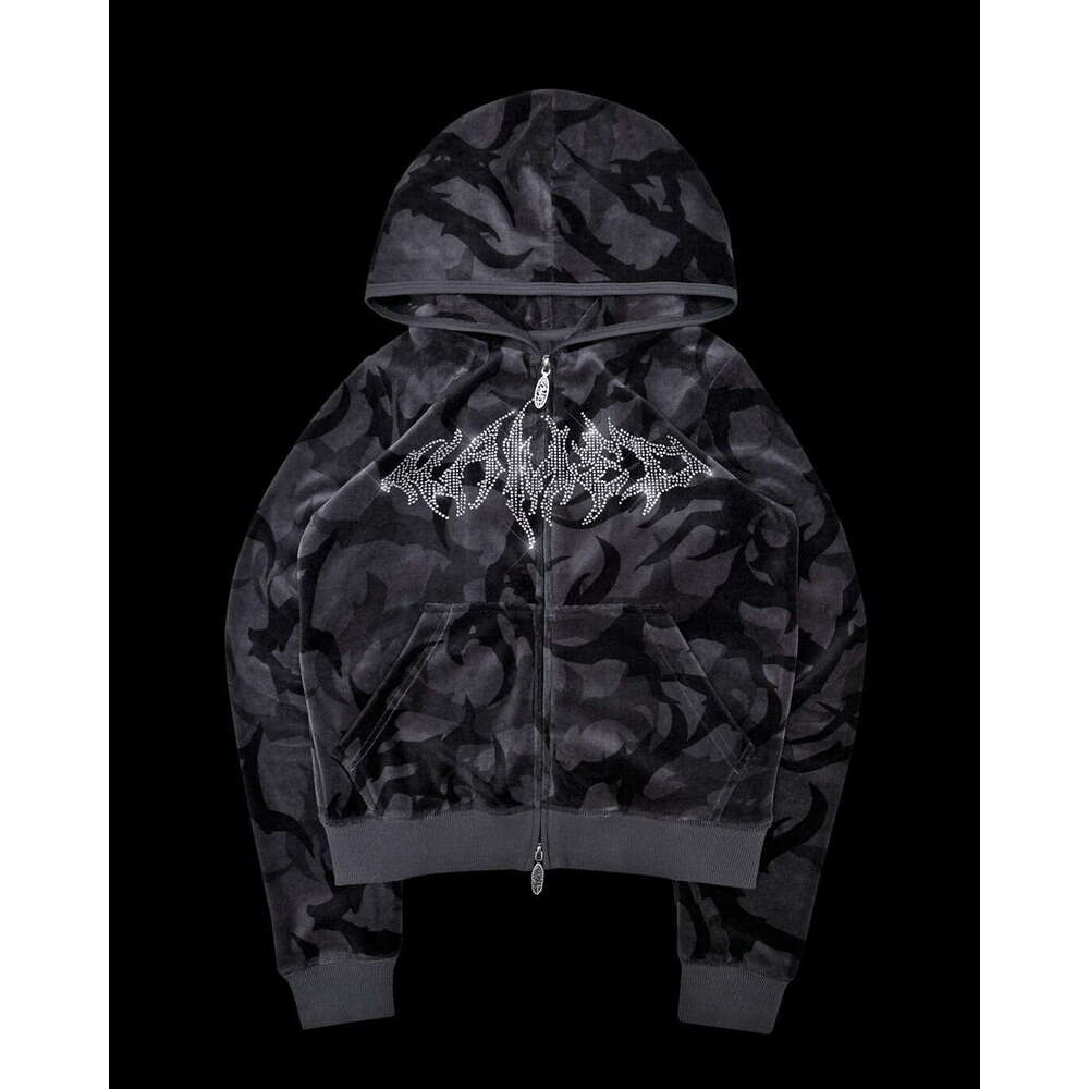 Winter niche personality street hip-hop punk style hoodie with letter print sports sweatshirt and pants
