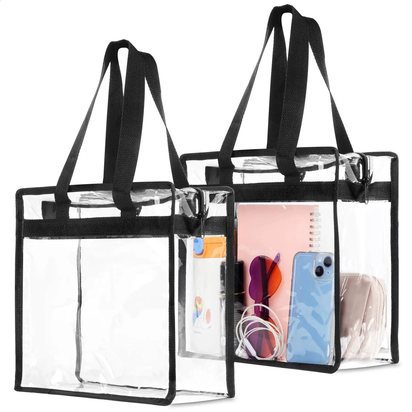 Ship from US Transparent bag for sports events approved large capacity transparent shoulder zippered handbag used concerts 250305FBB