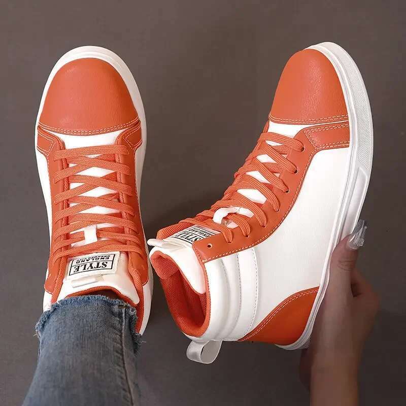Spring Autumn Leather Skateboard Women Casual Sneaker Comfort Platform High-Top Sneakers Men Unisex Shoes Plus Size 46