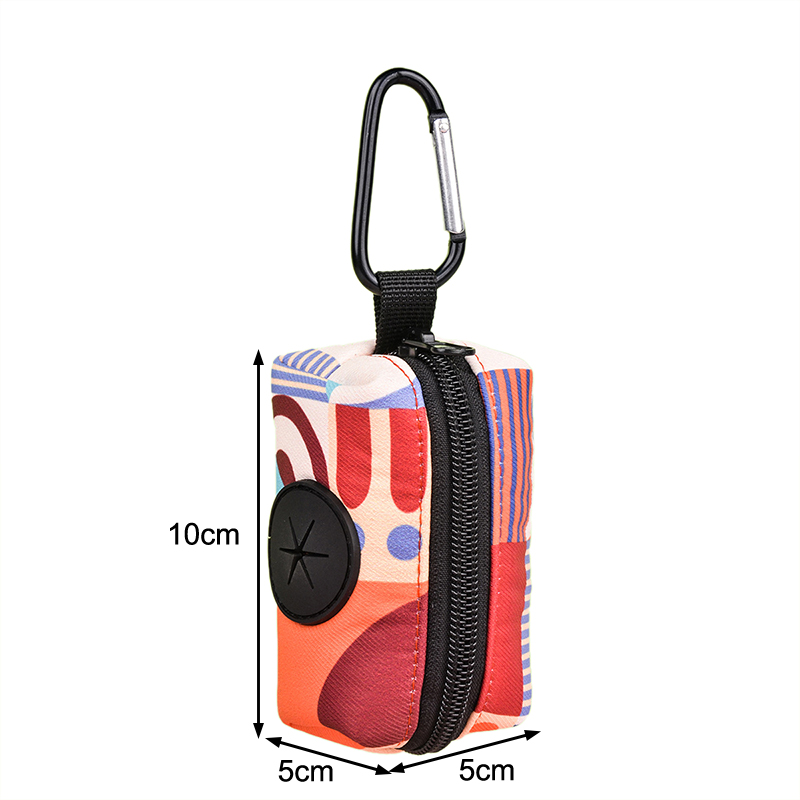 Portable Stylish Fashion Print Dog Poop Bag Holder With Leash Attachment Carrier Potty Bag Dispenser Pet Garbage Bag Dispenser