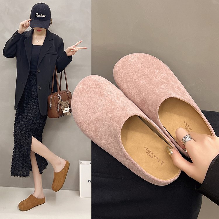 2025 Spring New Shoes with Thick Bottom Comfortable Matte Leather Casual Designer from South Korea, Women's Outdoor Slippers, Trendy Casual Sanda
