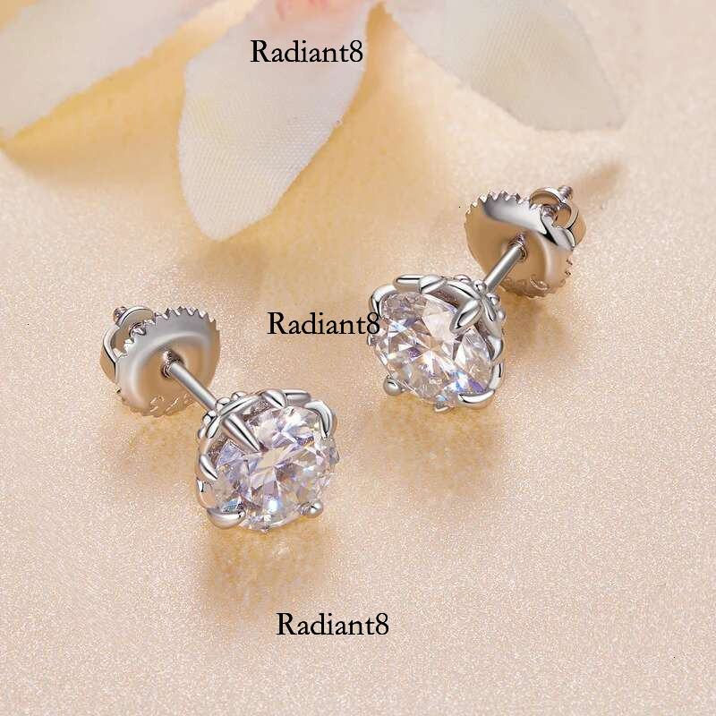 Bamoer U 0.5/1CT D Color VVS1 EX Moissanite Stud S Platinum Plated Earrings Lab Dia Shining Valentine's Day Gift