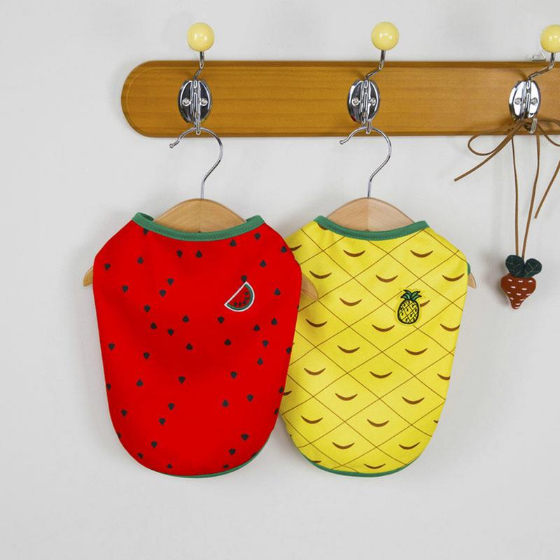 Dog Summer Clothes Puppy Summer Clothes Soft Breathable Dog Cat Shirt Cute Watermelon Pineapple Outfit Clothes For Small To
