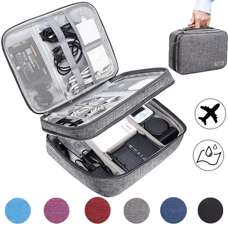 Ship from US Cable Storage Bag Waterproof Digital Electronic Organizer Portable USB Data Line Charger Plug Travel 250305FBB