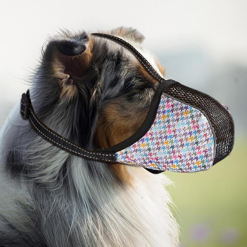 Dog Muzzle Adjustable Air Mesh Pet Mouth Guard Soft Covered Puppy Muzzle For Scavenging Biting Licking And Chewing Allows
