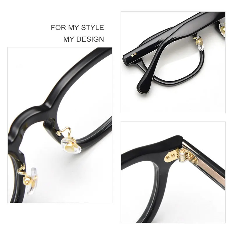 HBK Retro Oval Glasses Frames Transparent Lenses Men High Quality Acetate Frame Glasses Womens Reading Computer Eyewear 250303