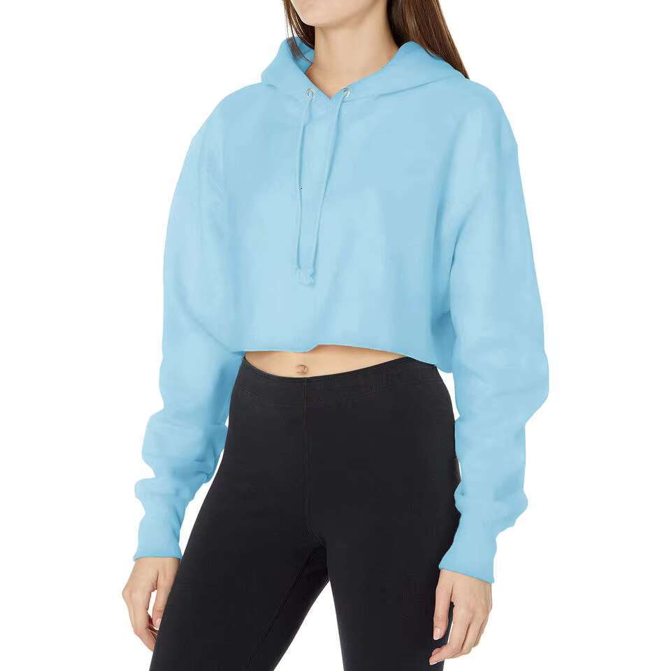 Women's Top Hoodie, Drop Shoulder With Wide Ribbed Cuffs, Stylish Crop Hoodies For Women Clothing, Casual And Trendy