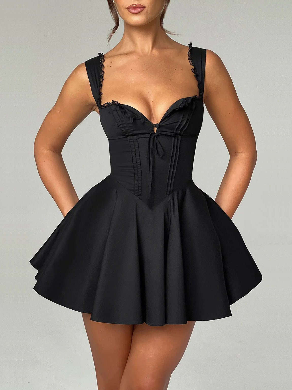 H11170 Sleeveless Women's Temperament Suspender Lace Lace Backless European and American Dress