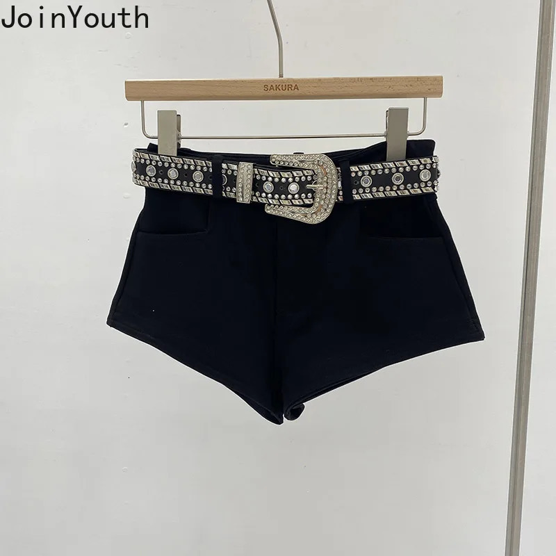 2024 Bottom Jeans Shorts Heavy duty Diamond Belt Y2k Pants Cortos De Mujer Summer Fashion Bodycon 250304
