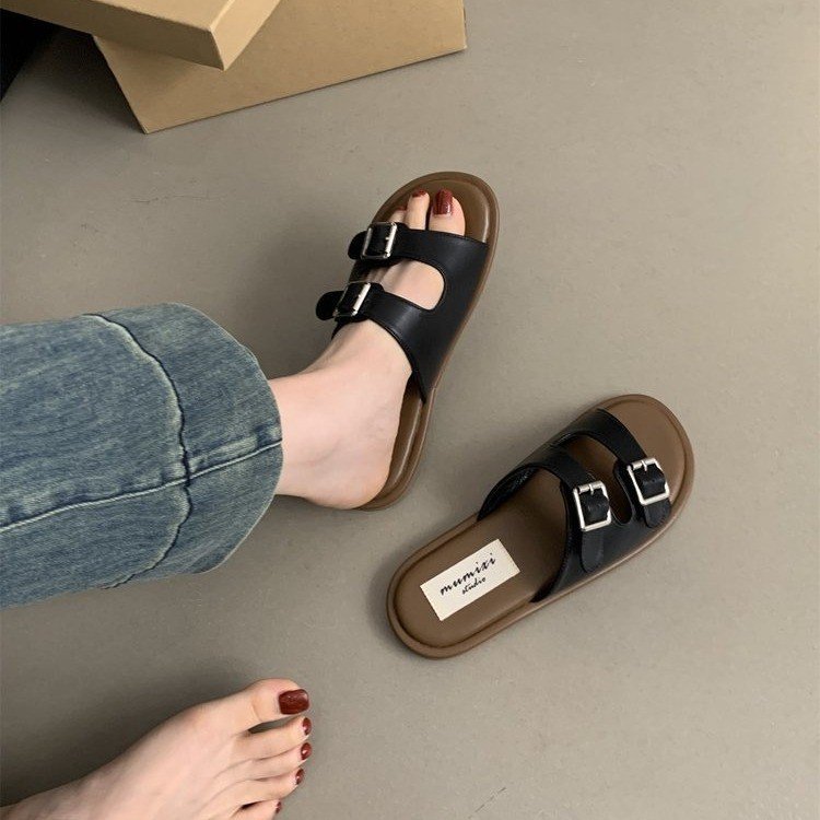 Free Shipping 2025 slides designer Slippers for womans flat sandals fashion black slipper outdoor Indoor buckle women shoes