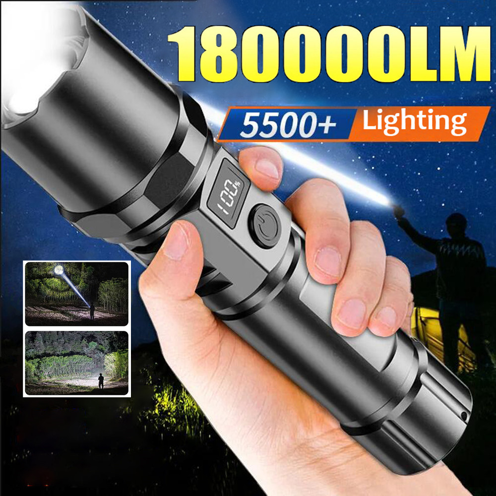 1PC Multi-Functional Outdoor Strong Light LED Long-range Telescopic Zoom Flashlight, Plastic USB Rechargeable Flashlight