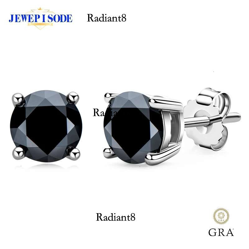 Promotion 0.3-2CT Black Moissanite Stud Earrings for Women Man Sterg Sier Wedding Party Daily Wear Jewelry Gift