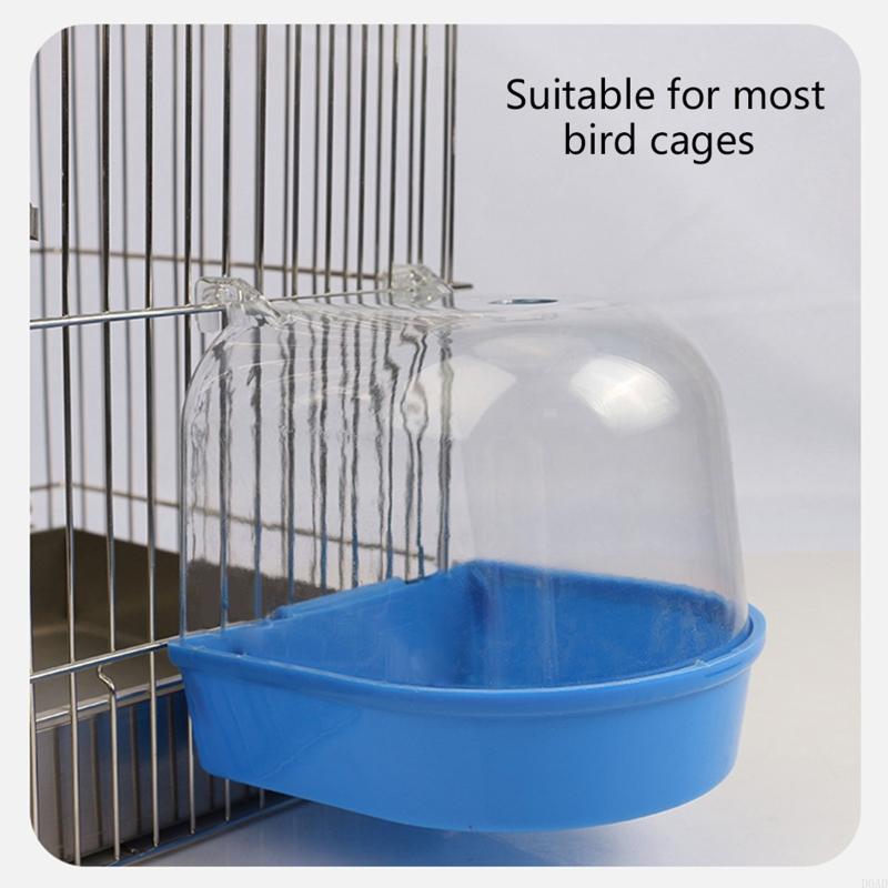 D0AD Bird Bath Box Parrot Bathing Cage Accessory for Small Birds Parakeet Canary Budgerigar Lovebirds Transparent Top