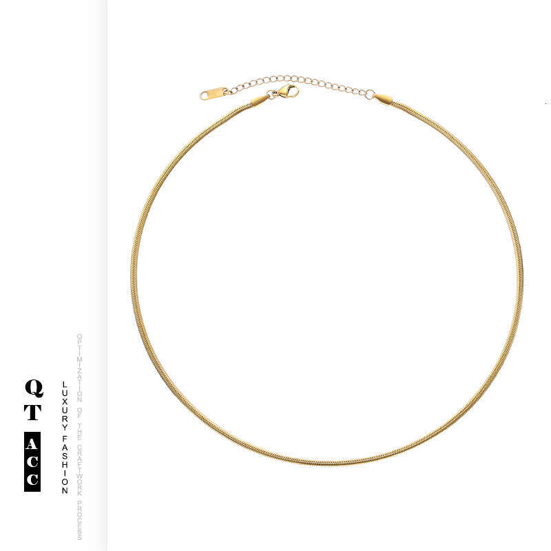 Trendy square fashion natural stone shell gold necklace women's versatile high-end titanium steel jewelry