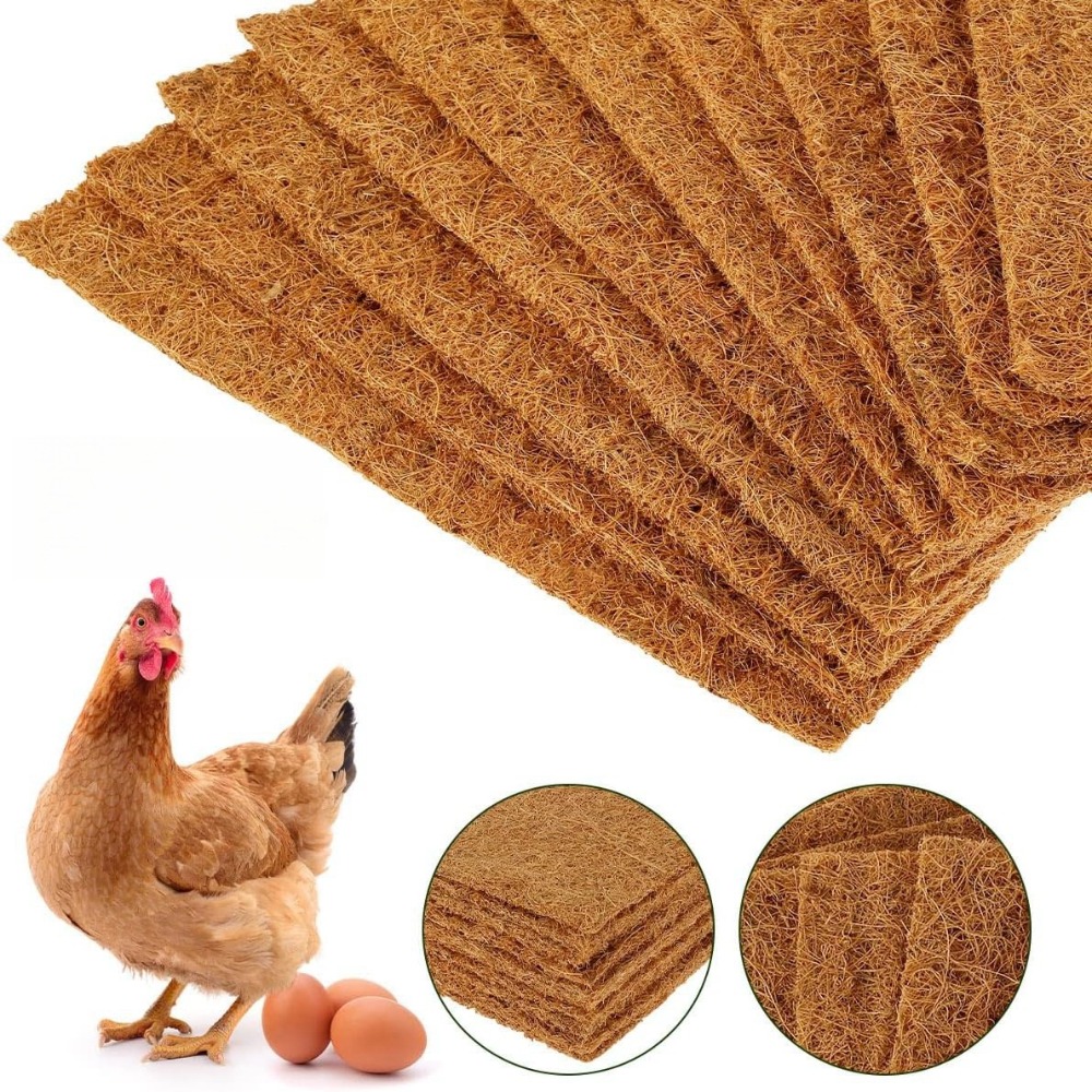 6Pcs Natural Coconut Coir Chicken Hatch Pads Freeze-proof Dry Hens Bedding Mat Square Reusable Reptile Box Mat Farm