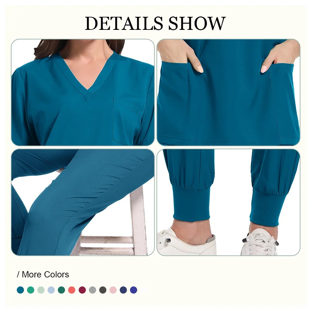 Wholesale Pharmacy Scrub Suit Hospital Uniform Scrub Top and Pants Nurse Doctor Scrubs Uniforms Women Scrub Sets 250304