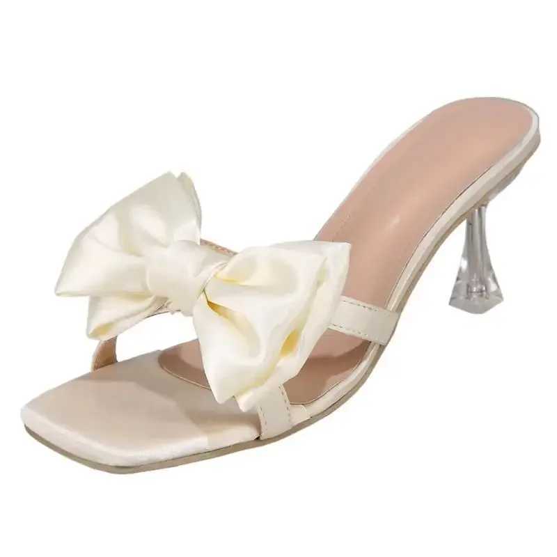 Wens Shoes New Fi Horseshoe Heel Wens High H Summer Sexy High H Bow Tie Shoes Ladies Shoes Women Y250304