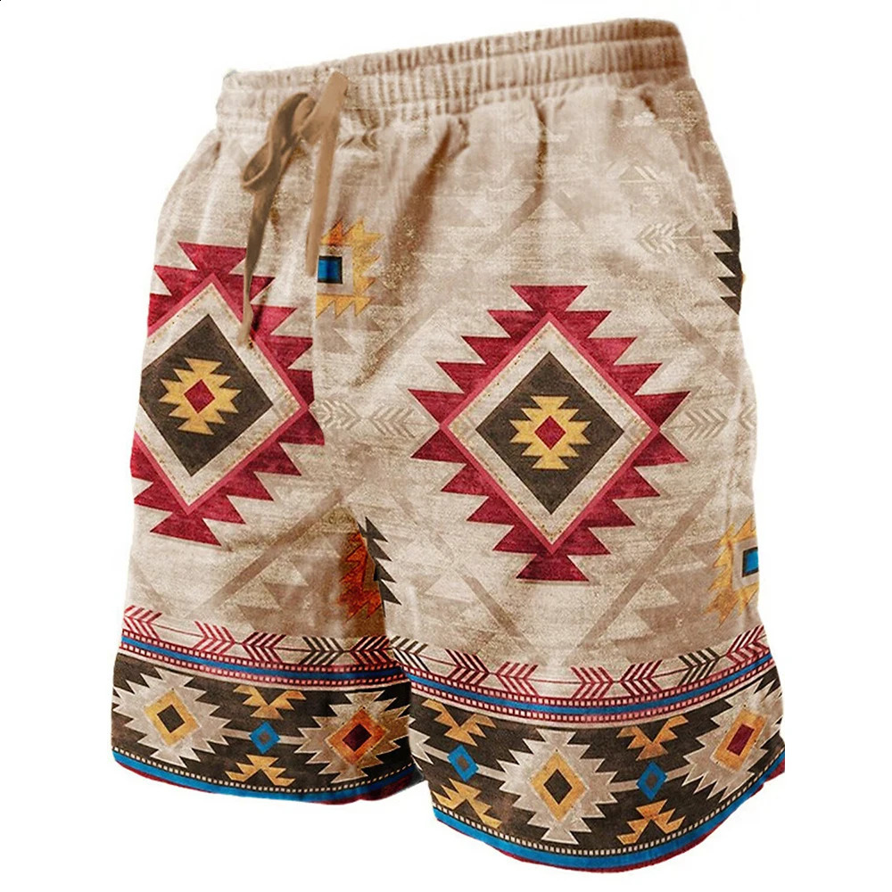 Ethnic Style 3D Print Beach Shorts Mens Vintage Casual Board Male Swimming Trunks Kids Short Pants Man Swimsuit Clothing Z260313