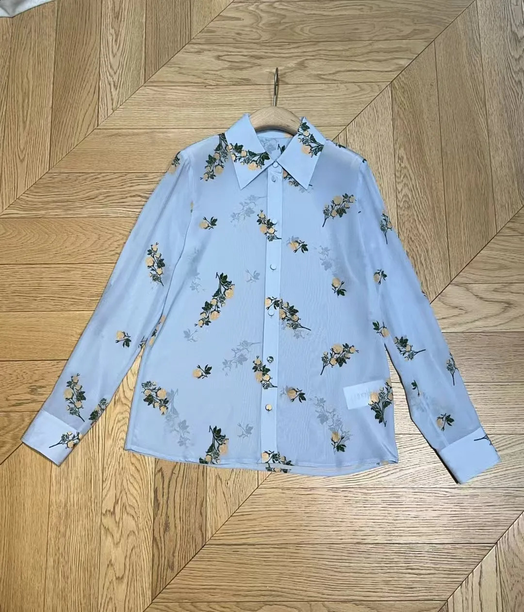 womens early spring style lapel long sleeved shirt 250304