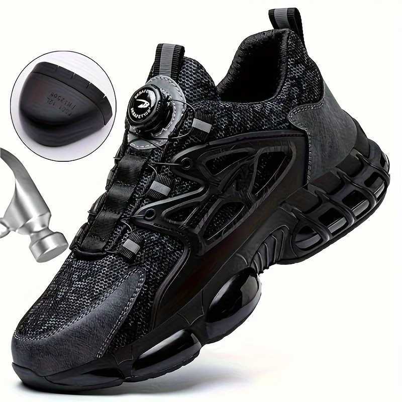 Rotating Button Safety Shoes Men Steel Toe Sneaker Air Cushion Work Shoes Man Puncture Proof Work Safety Boots Protective Shoes Y250304
