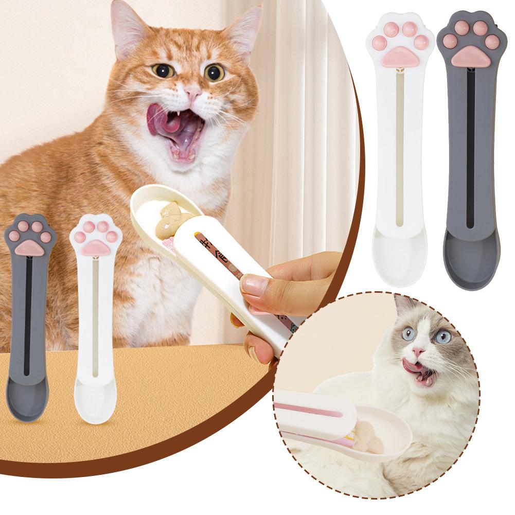 Cat Squeeze Feeder Pet Snack Feeding Spoon Pink Gray Tool Squeezer 1pc Cream Travel Portable Snack Feeding Pet X7K9