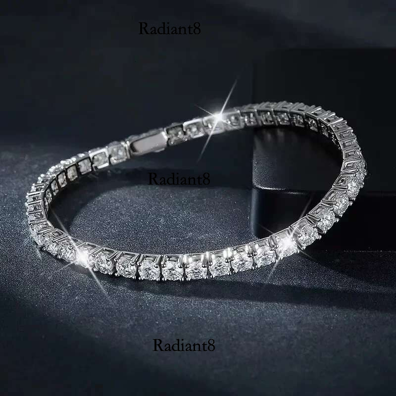 Tezzc 3-6.5mm New Style Full Moissanite Tennis Bracelet S Sterg Sier with GRA Dia Bracelets for Women Man engagement
