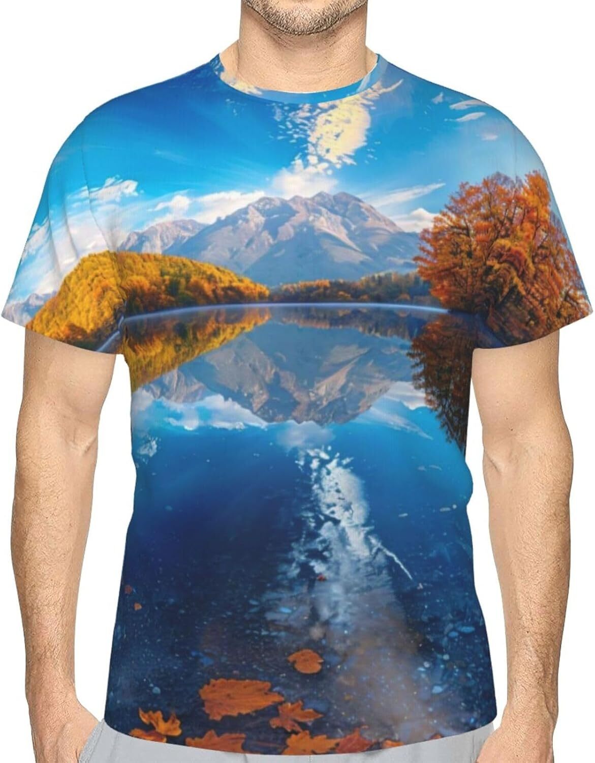 Mens T shirt Beautiful Landscape 3D Printed Graphic T-Shirt for Men Natural Scenery Soft Casual Trendy Summer Tops Tee tee Casual tops summer clothes