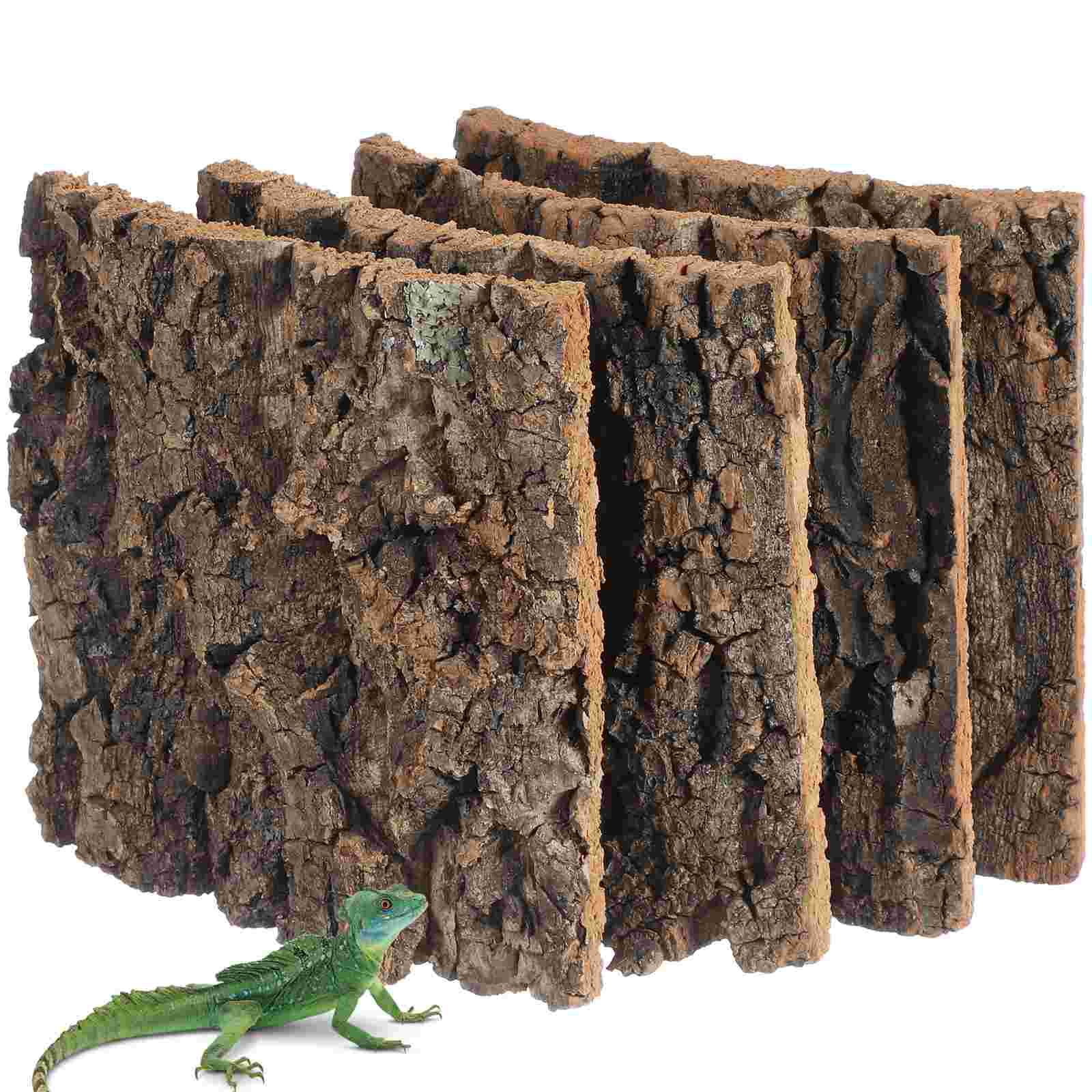 4 Pcs Fish Tank Decoration Natural Cork Bark Reptile Enclosure Background Terrarium Lizard Flats Bearded Dragon