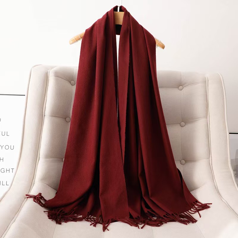 K043 Thickened girls scarf winter women's knitting 2024 new imitation cashmere thread couple solid color dual use