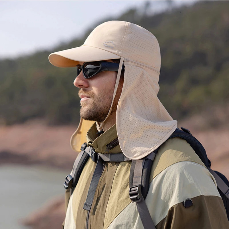 Multifunction Baseball Cap with Neck Flap Mens Summer Anti-UV Sun Hat Women Outdoor Foldable Quick Drying Hiking Fishing Hat 250304