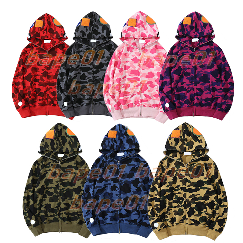 Mens Designer Hoodies Full Zip Up Jackets Men Women Sweetwear Jacket Camouflage Pattern Hoodie Sweatshirts For Male Colors Womens Clothing Asian Size M-3XL