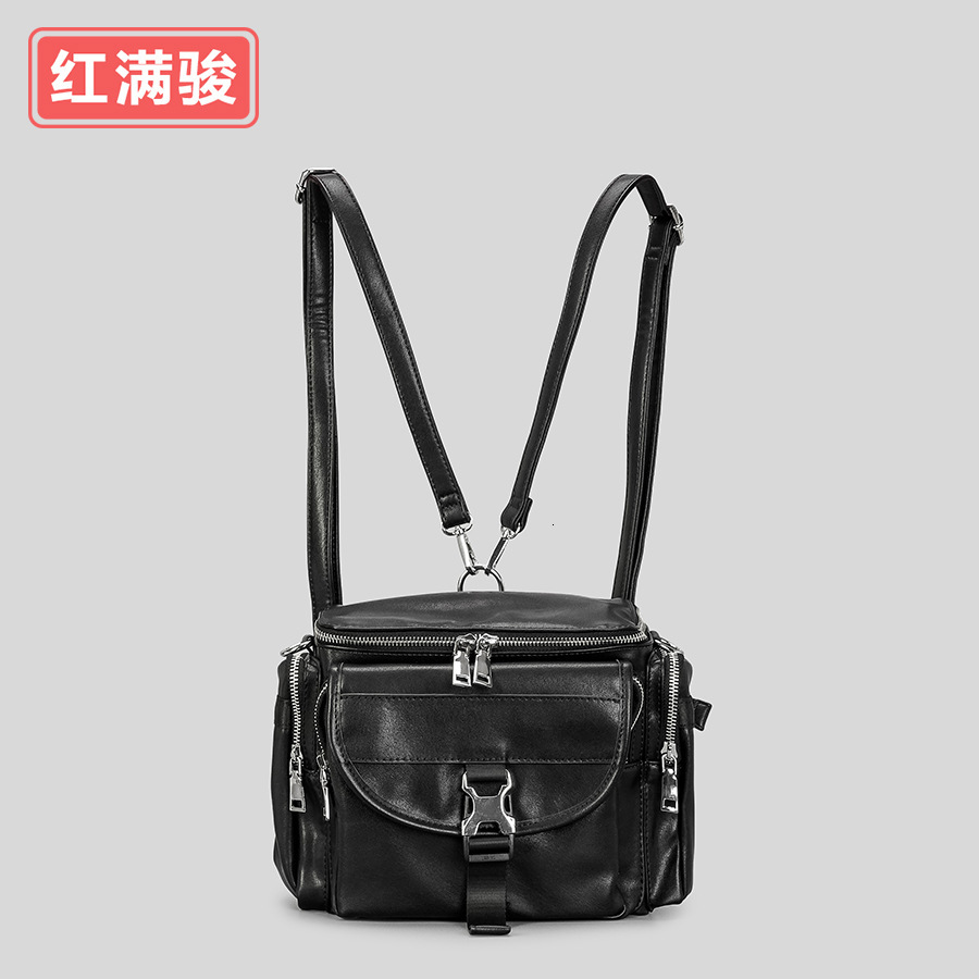 Designer Large Capacity Square Box Backpack For Women's Casual And Simple Soft PU Motorcycle With Multiple Pockets, Single Shoulder Crossbody Bag
