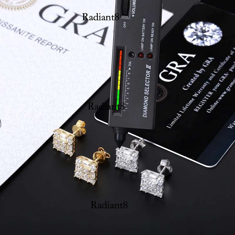 Orginal Sier Stud Earrings for Men Women D Color Moissanite GRA Certified Push Back HipHop Wedding Jewelry Gifts