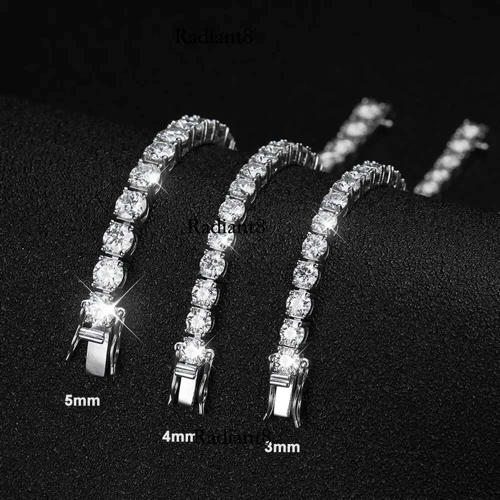 Serenity 3mm 4mm 5mm 6.5 D Color VVS1 Moissanite Tennis For Women Man Anniversary Gift S Sier Bracelet Hand Chain