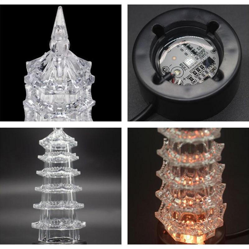 Aquarium Fish Tank Decorations Glowing Effect Pagoda Shape Landscaping Colorful Underwater Lamp Simulation Fish Tank Decorations