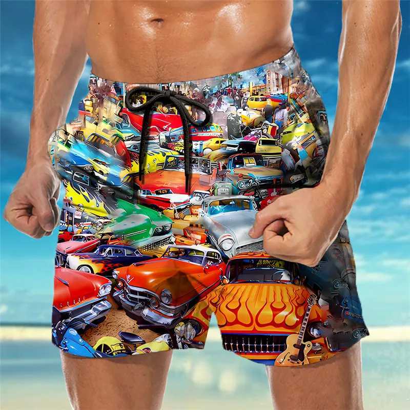 Summer Street Versatile Thin Beach Wear High end Fashion 3D Digital Printed Shorts Mens Large Handsome Loose ShortsXJ250304