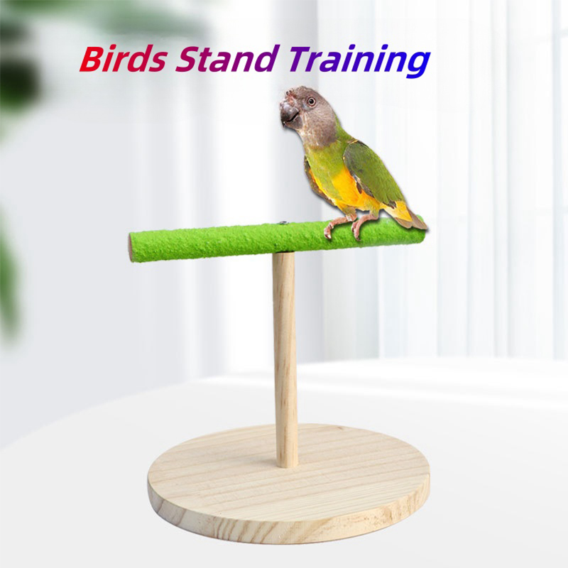 T-Shape Birds Parrots Hardwood Bird Standing Pigeon Perch Parrot Chewing Bird Stick Toys