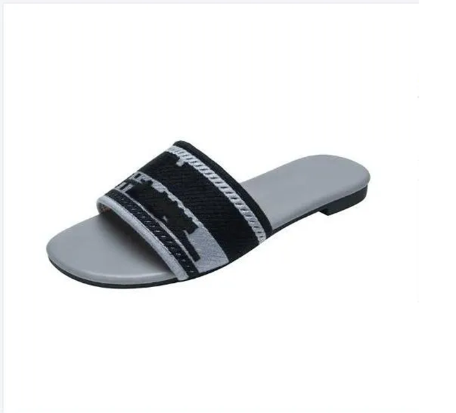 Dazzle Slippers Womens Sandals Summer Stripes Slippers Sliders women ladies flip flops Embroidery Double Mules