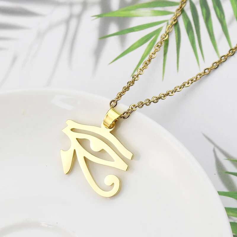 Ancient Egypt Symbol Necklace Vintage Egyptian Pharaoh Eye of Horus Pendant Necklaces for Women Fashion Stainless Steel Jewelry