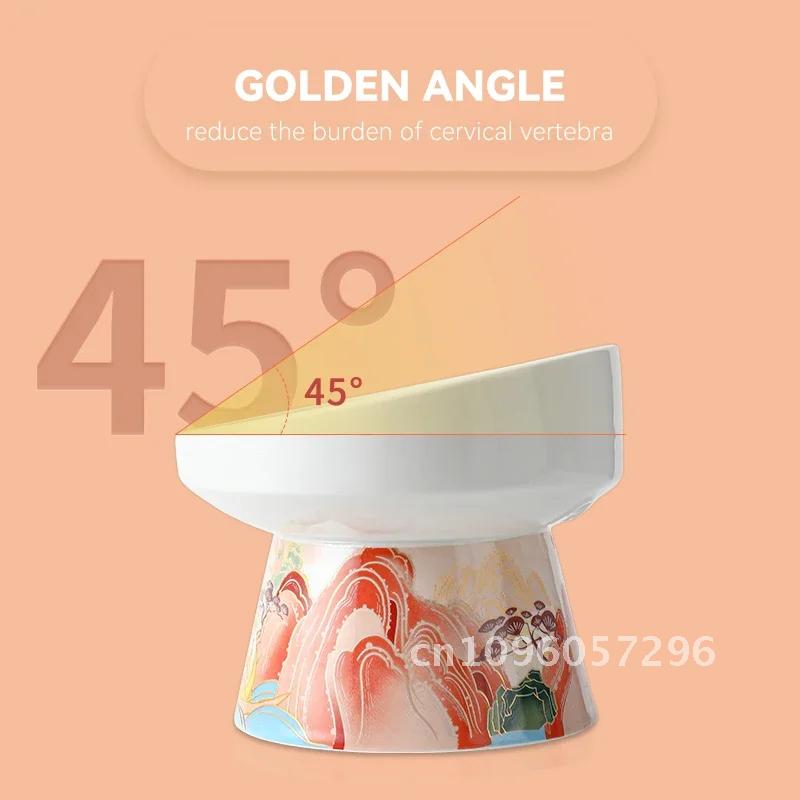 Chinese Style Cat Bowl Ceramic Pet Food Small Feeders Drinking Feeding Dogs Eating Products Supplies Cats Water Elevated
