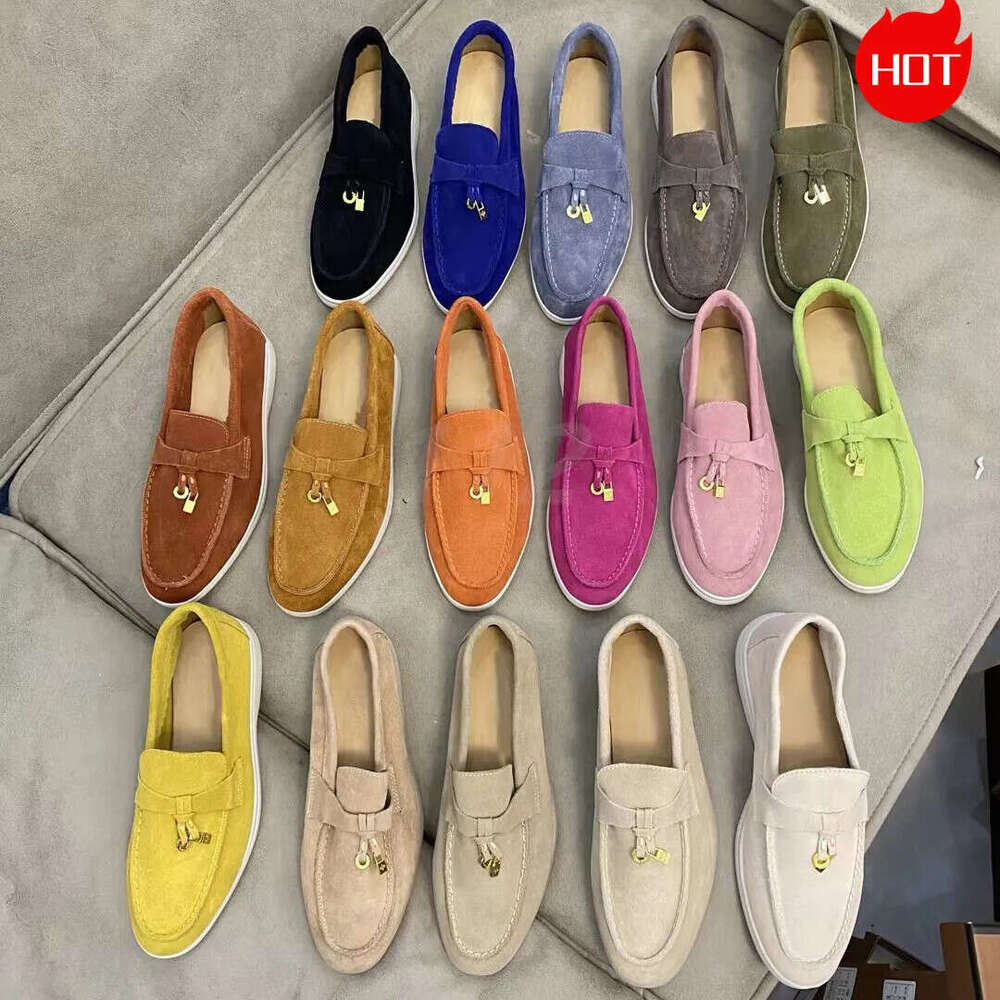 Designers Dress shoes Couple style womans men top quality Cashmere Leather loafers High elastic beef tendon bottom casual Flat Heel Soft sole Shoe with Box