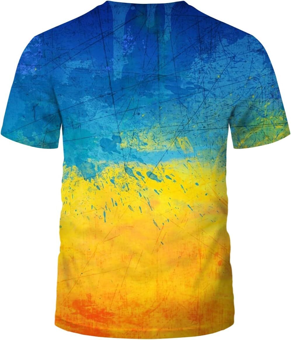 Mens T shirt Ukraine Ukrainian Flag Novelty Short Sleeve T-Shirt tee Casual tops summer clothes cool
