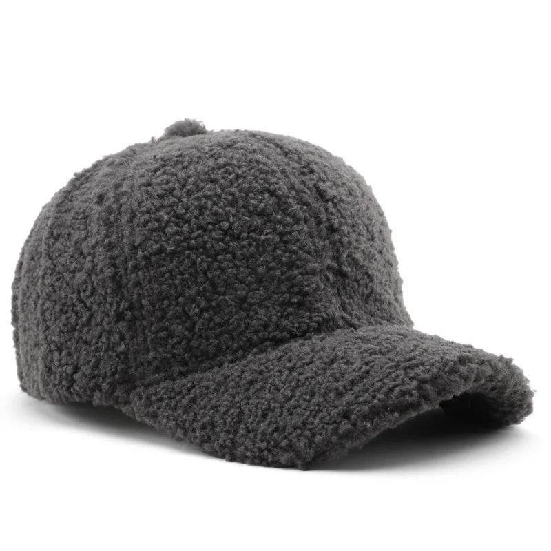 Autumn Winter Baseball Cap Women Artificial Lamb Wool Hats Keep Warm Plush Caps Spring Solid Sunshade 250228