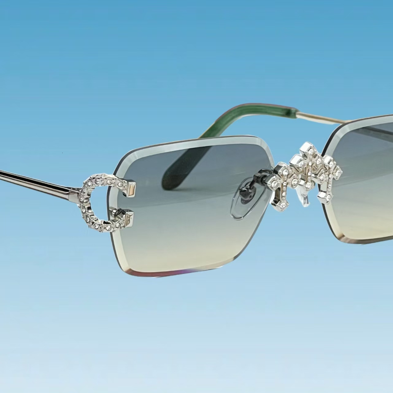 Mossany Fashion Sunglasses Rimless sparkg crystal sunglasses