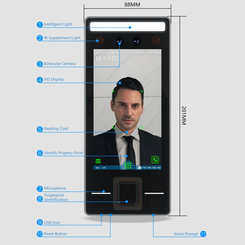 Biometric Time Attendance System Fingerprint Scanner Face Recognition Rfid Code Access access control 250320