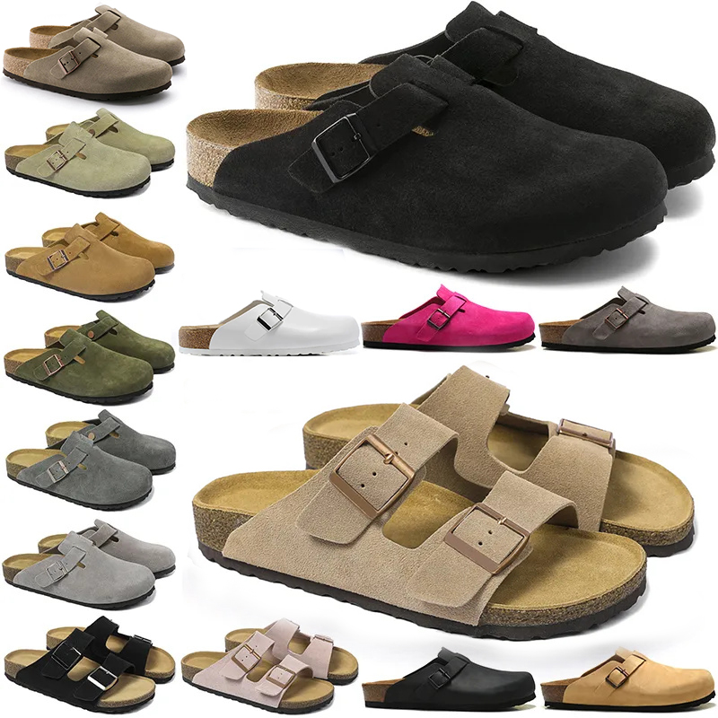 Free Shipping boston burkenstoc clogs designer slippers men women black brown pink sude leather mens fashion slides outdoor comfortable sandals shoes