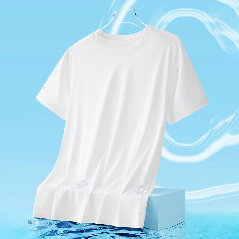 tracksuit Ice silk quick drying men's summer loose sports short top fiess running half sleeved elastic breathable T-shirt