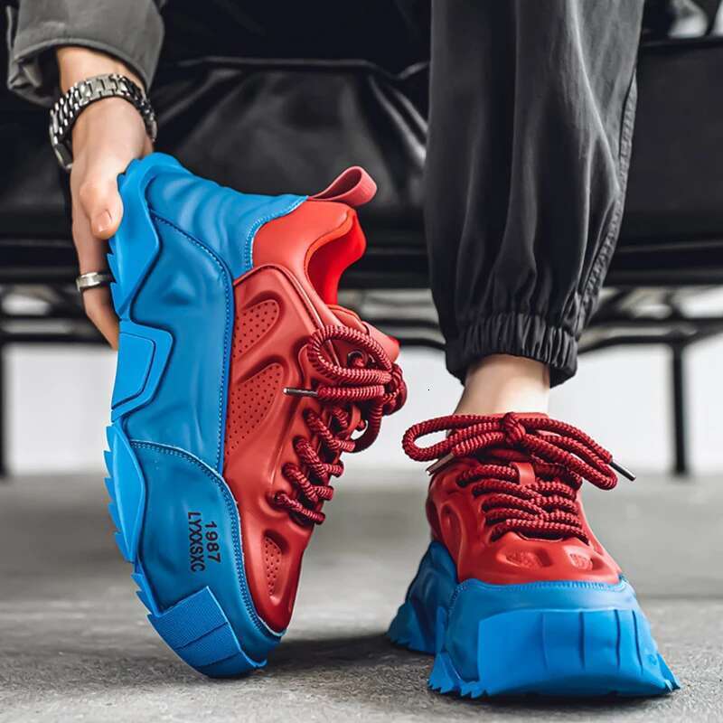 Fashion Clunky Sneaker For Men Design leather Mixed color Platform Men's Running shoes casual sneaker Large size 46