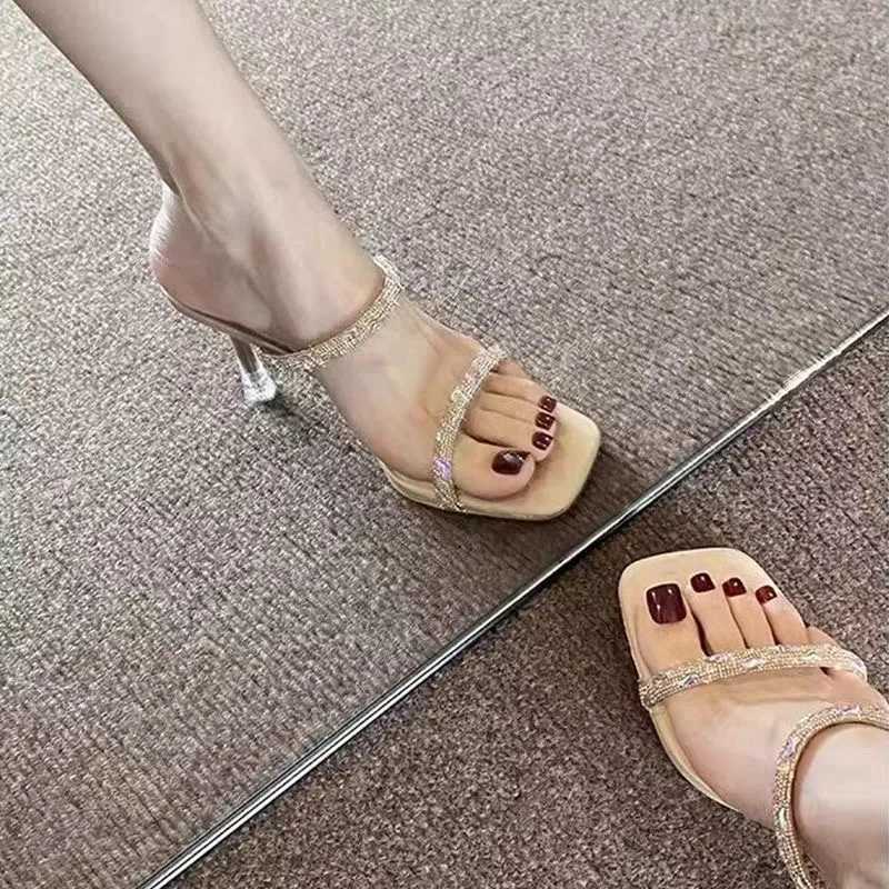 Wens open toe shallow mouth sexy simple versatile 2025 fi new style stiletto large size banquet party high h Y250304